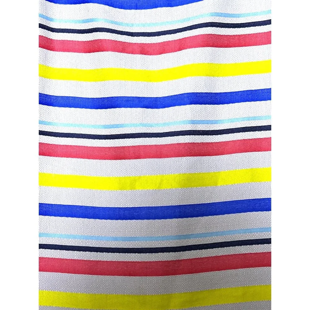 J‎ Crew Striped Cotton Pencil Skirt With Fringe Hem Size 4 Preppy Primary Colors